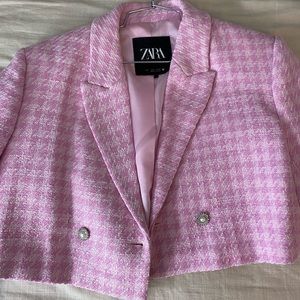 Pink ZARA cropped blazer